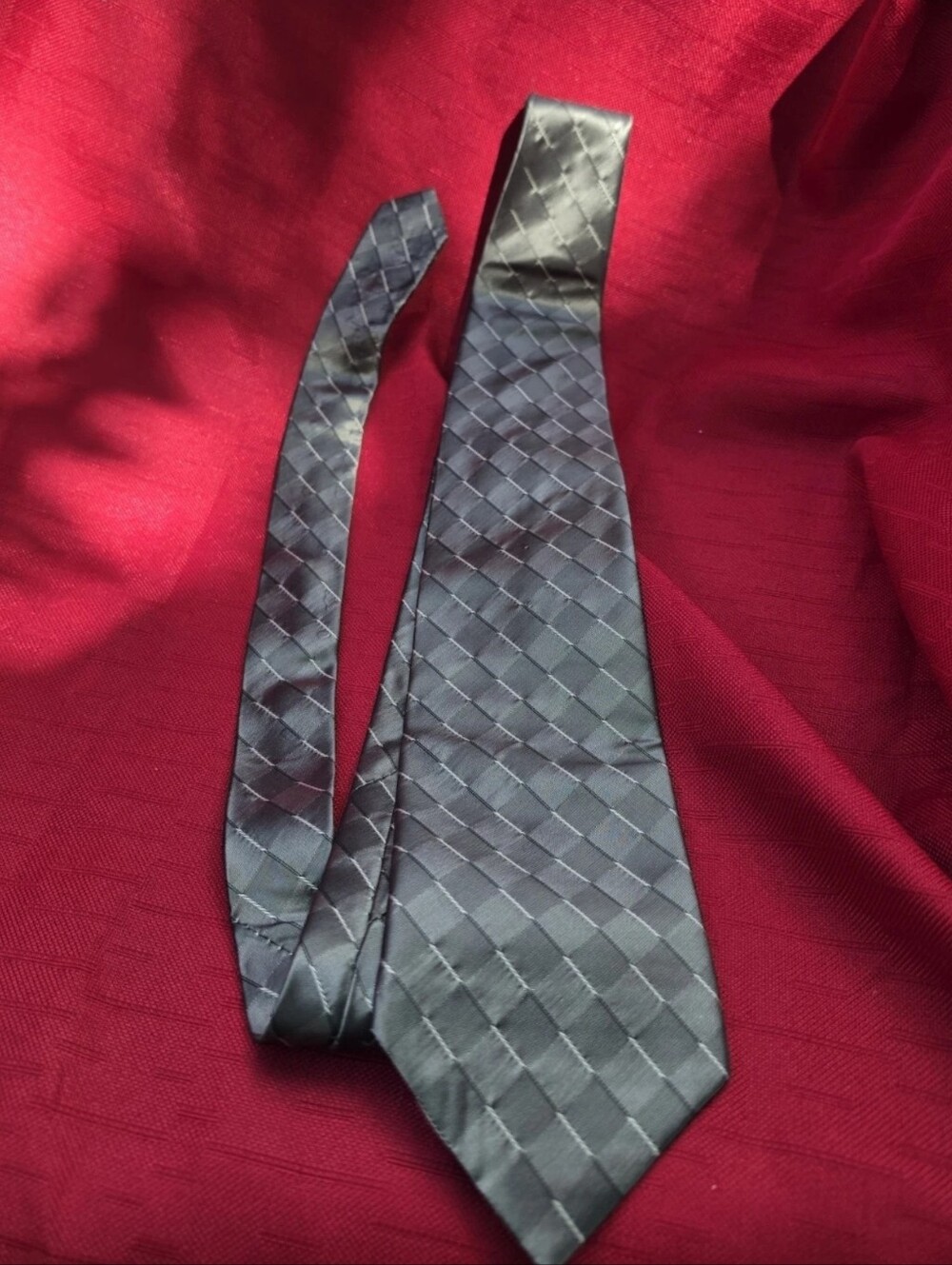 Men's Black Check Woven Tie - Classic Formal Style - Profilo Studio